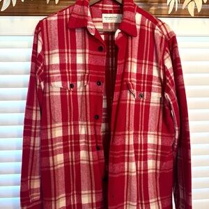 Abercrombie & Fitch Red Plaid Button-Up Shacket